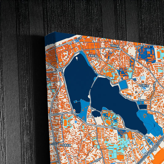Jiujiang China Colorful City Map Canvas Print Detail