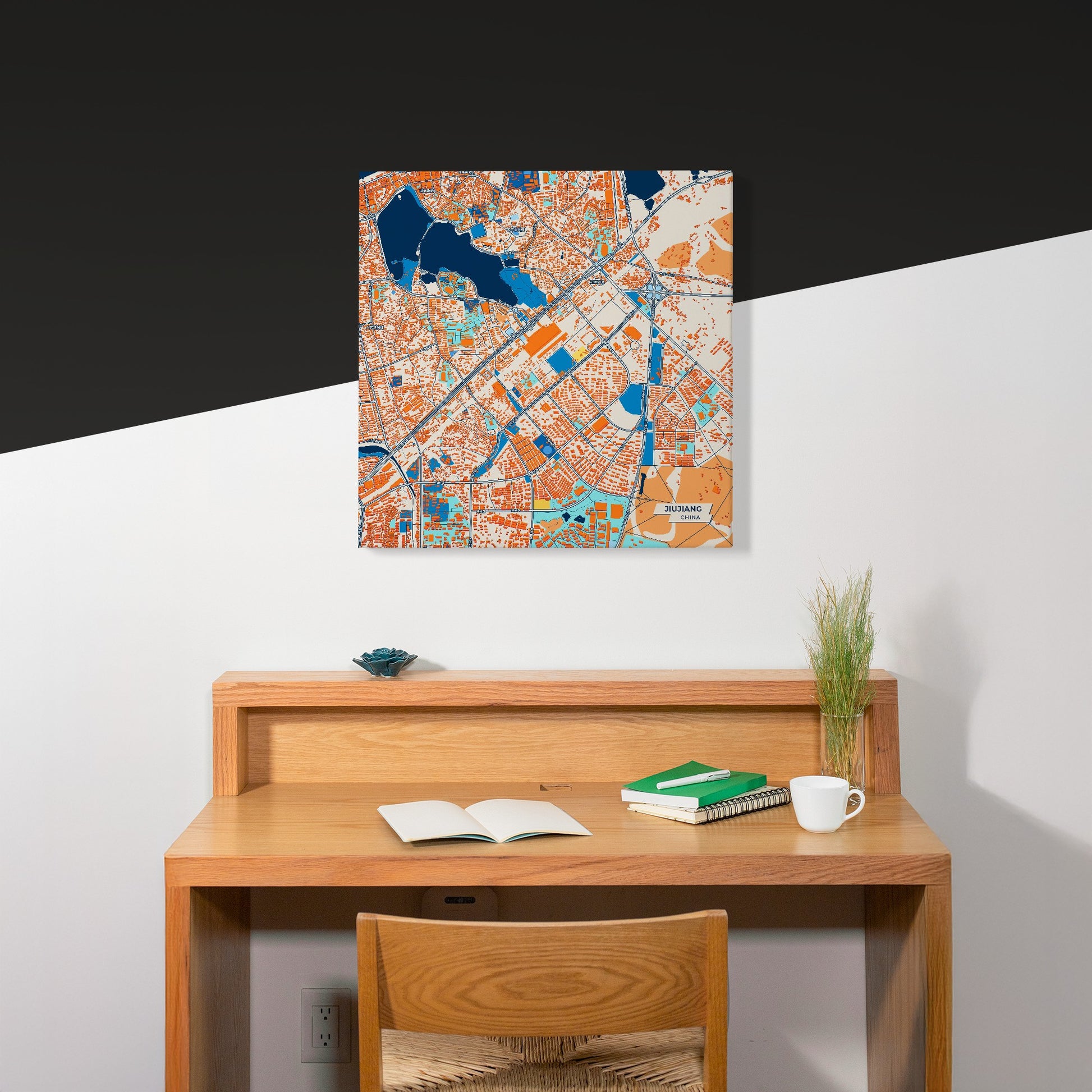 Jiujiang China Colorful City Map Canvas Print Scene