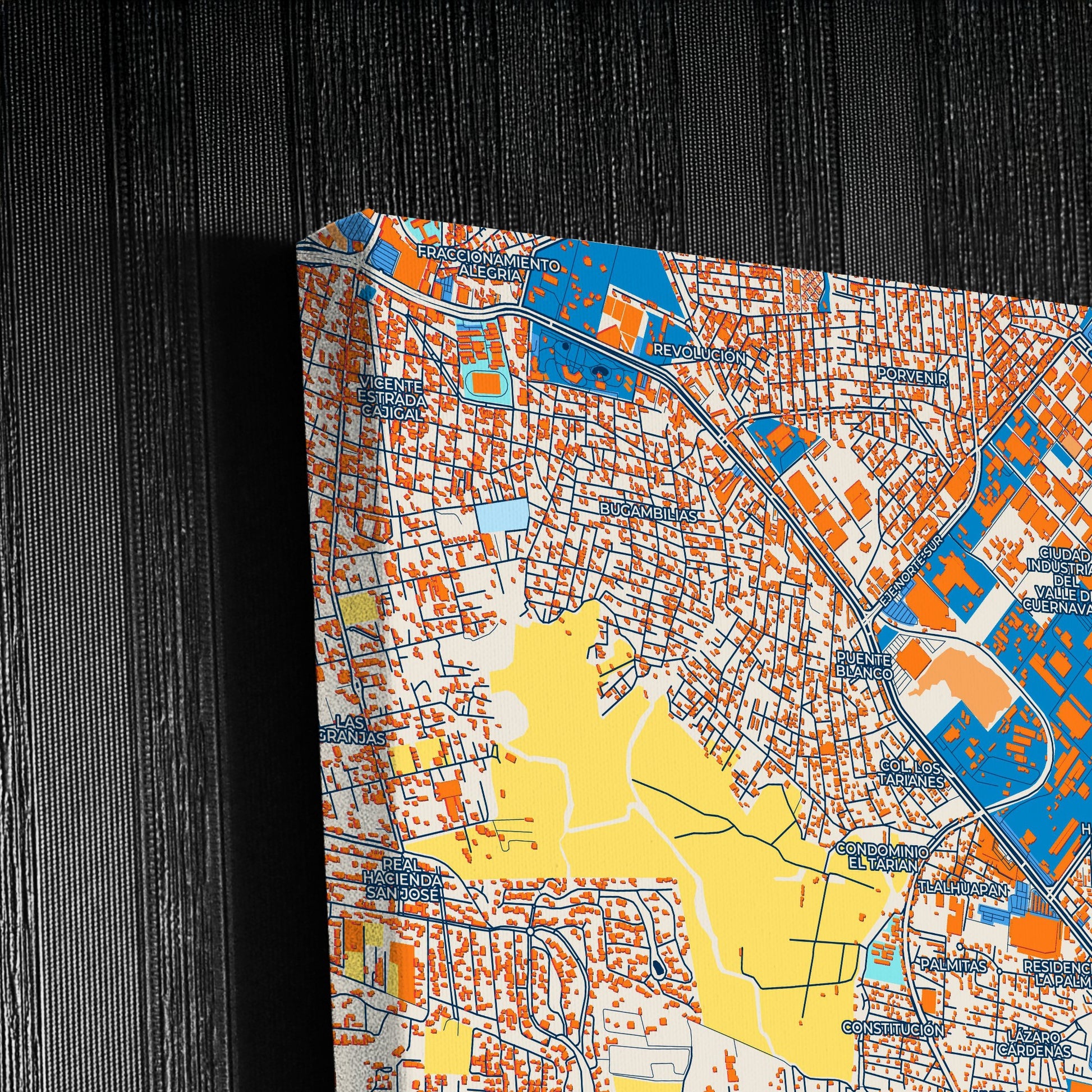 Jiutepec Mexico Colorful City Map Canvas Print Detail