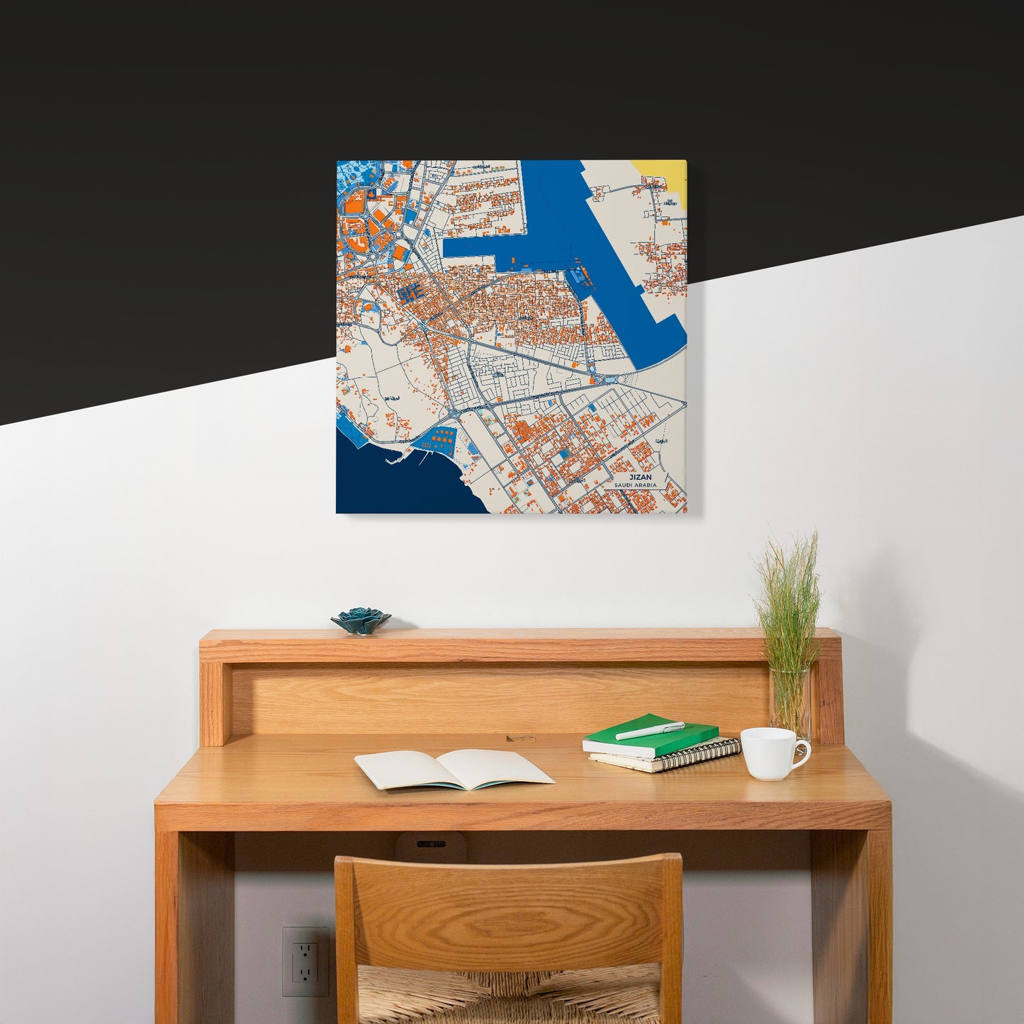 Jizan Saudi Arabia Colorful City Map Canvas Print Scene