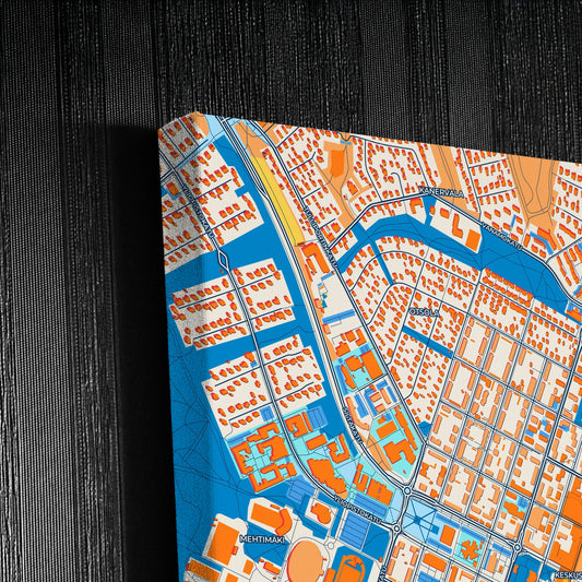Joensuu Finland Colorful City Map Canvas Print Detail