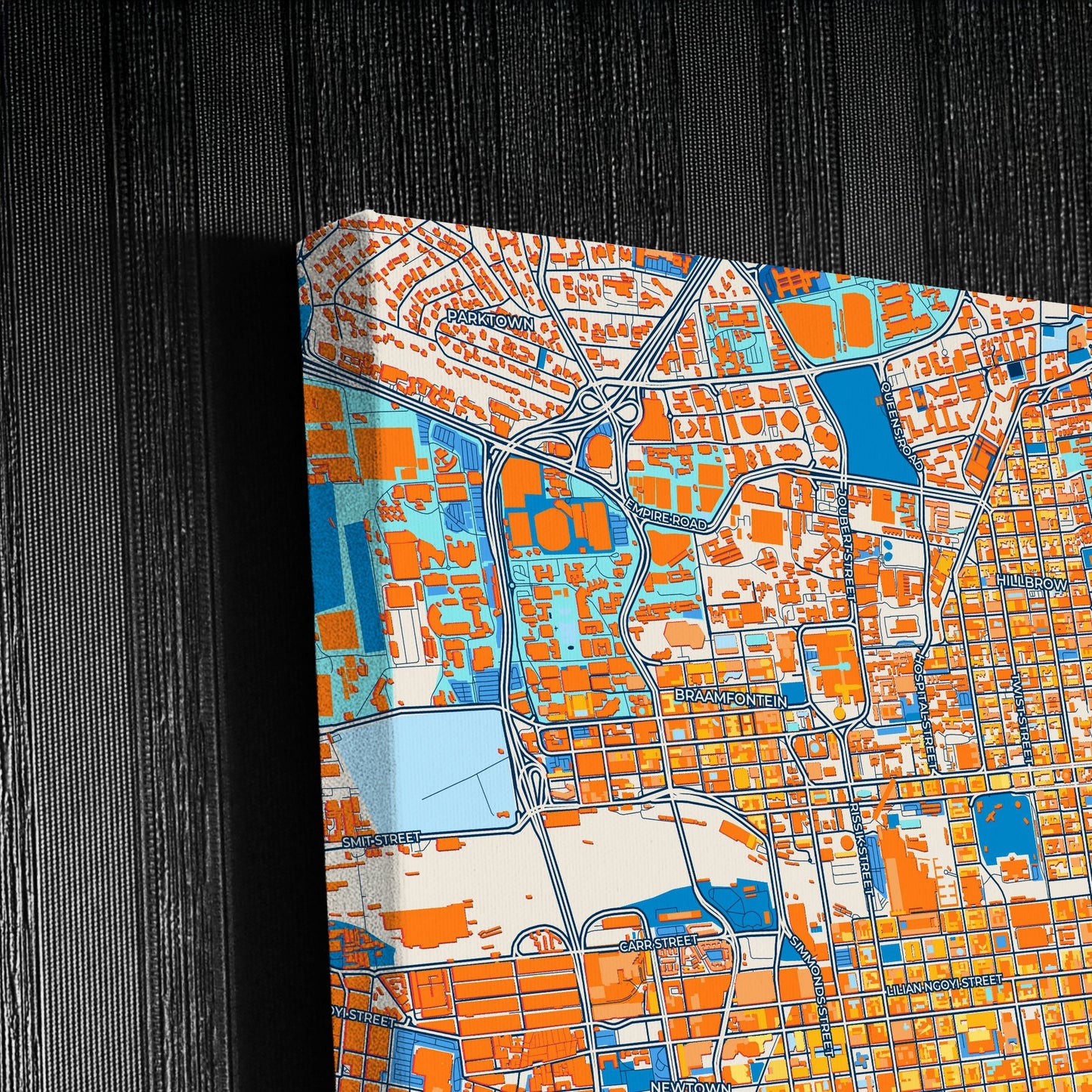 Johannesburg South Africa Colorful City Map Canvas Print Detail