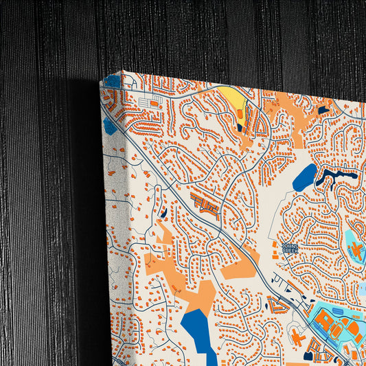 Johns Creek Georgia Colorful City Map Canvas Print Detail