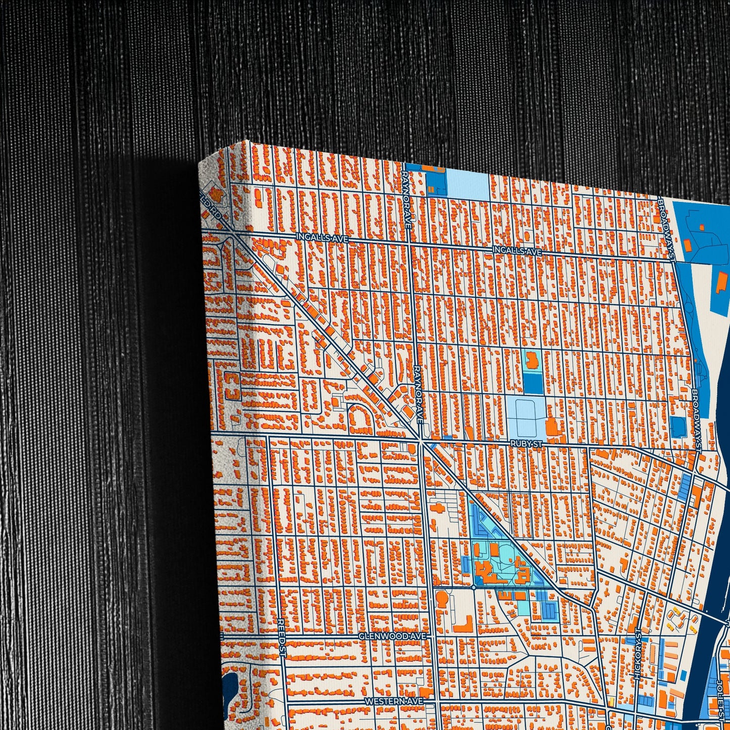 Joliet Illinois Colorful City Map Canvas Print Detail