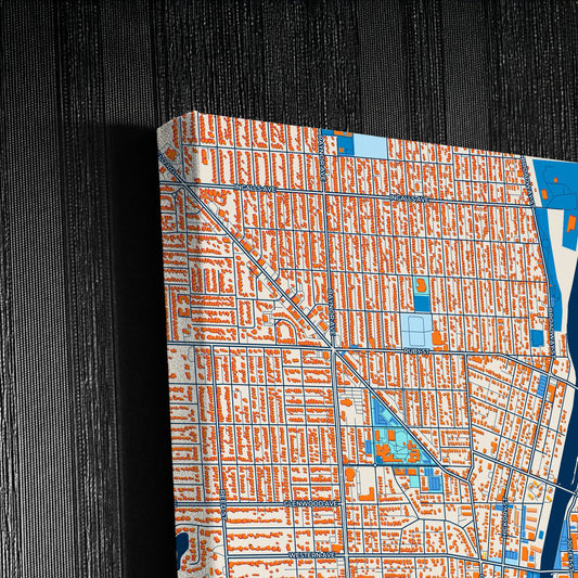 Joliet Illinois Colorful City Map Canvas Print Detail