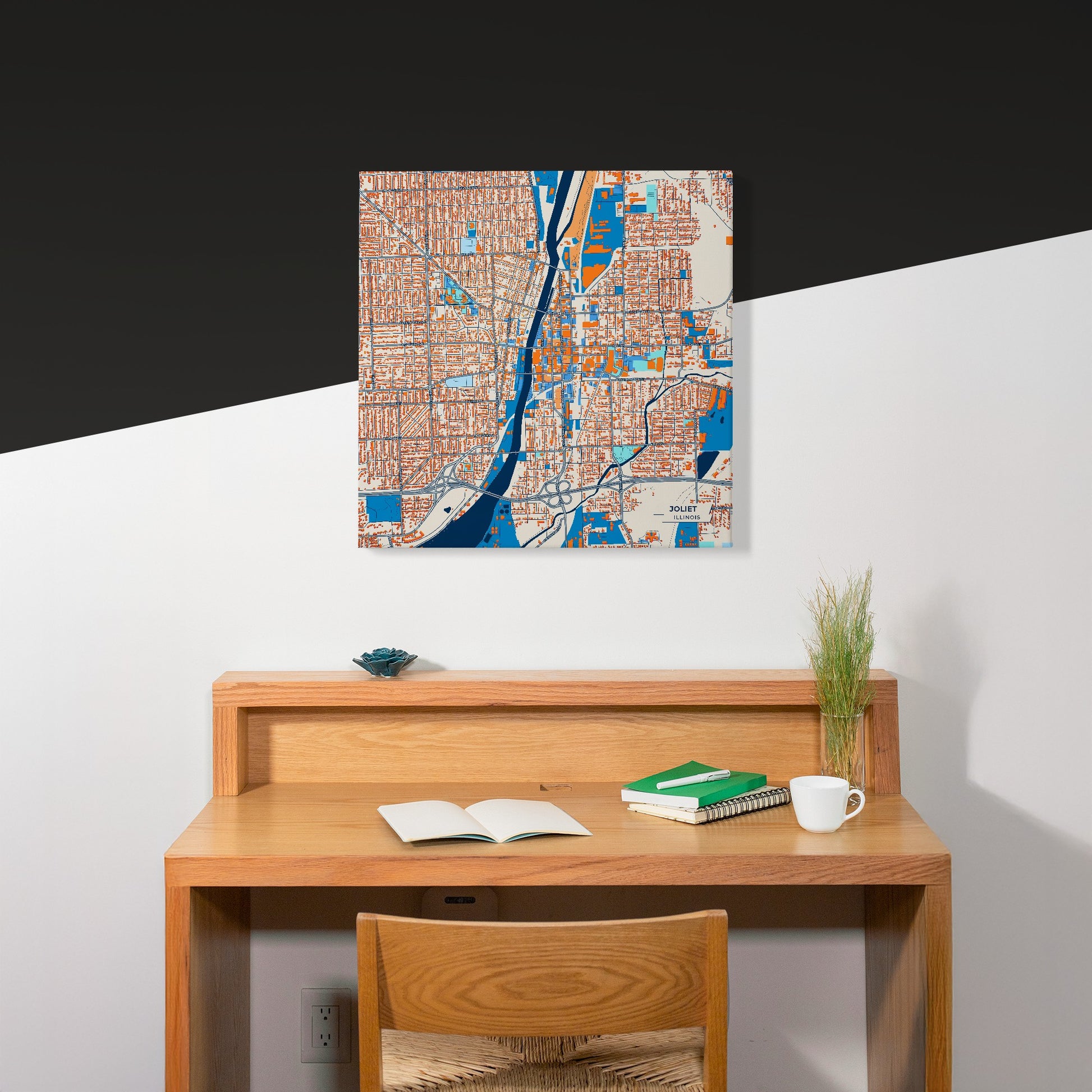 Joliet Illinois Colorful City Map Canvas Print Scene