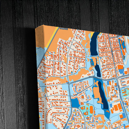 Jonava Lithuania Colorful City Map Canvas Print Detail