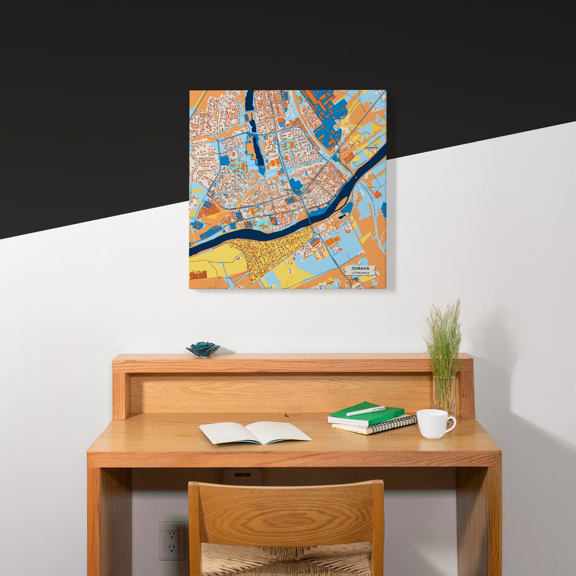Jonava Lithuania Colorful City Map Canvas Print Scene