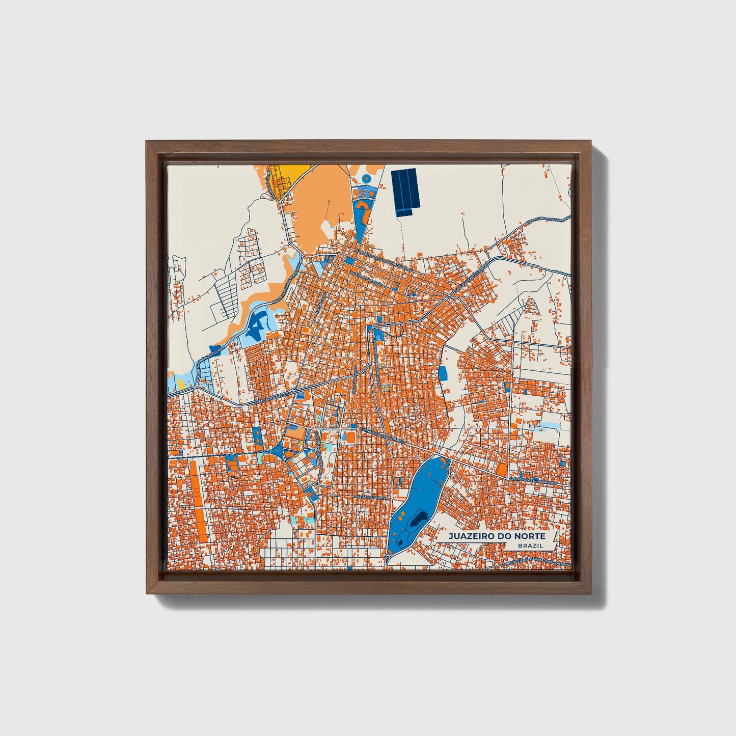 Juazeiro Do Norte Brazil Colorful City Map Canvas Print • Dark Wooden Framed