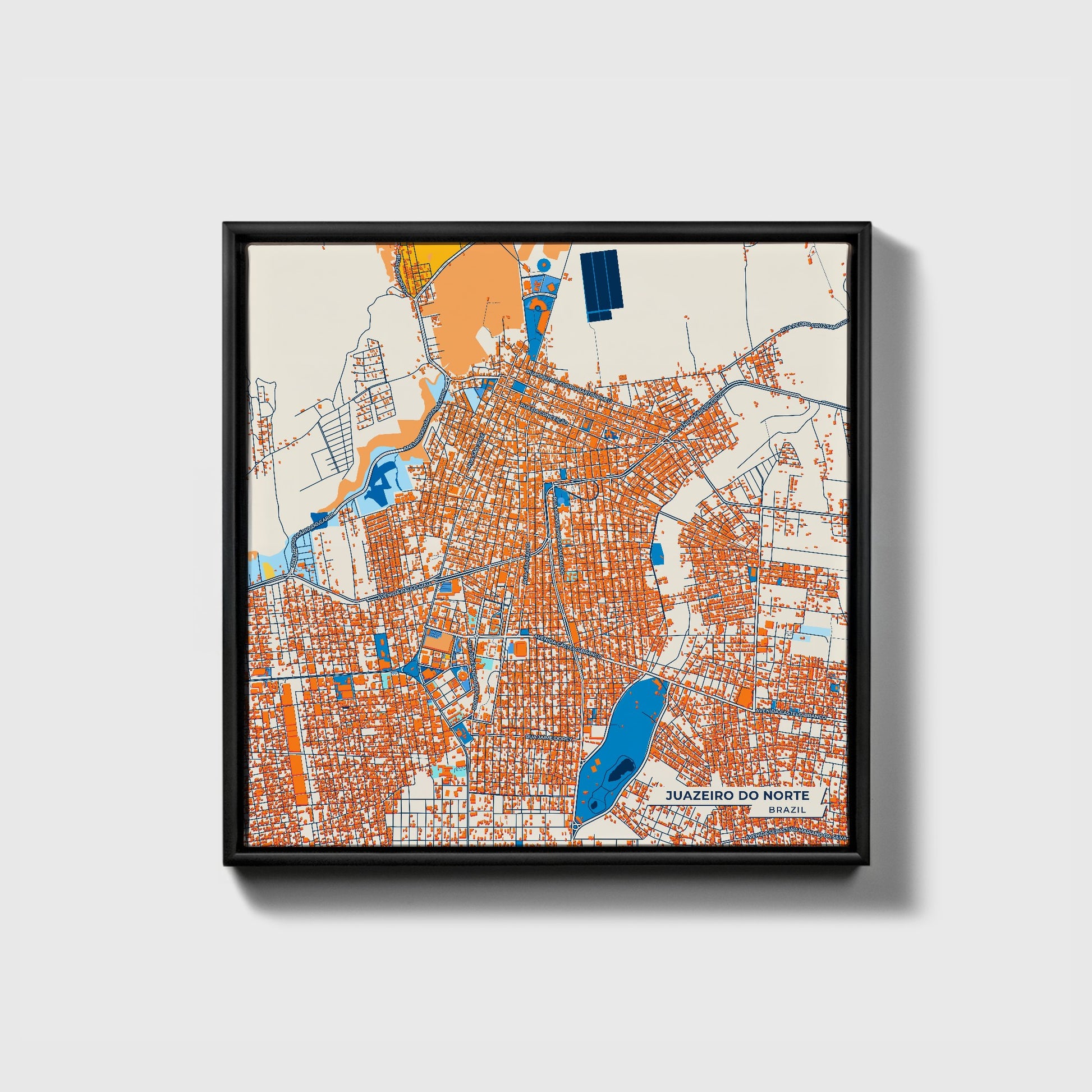 Juazeiro Do Norte Brazil Colorful City Map Canvas Print • Black Framed