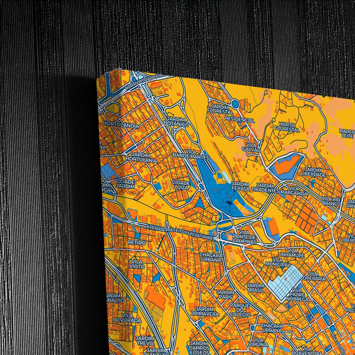 Jundiai Brazil Colorful City Map Canvas Print Detail