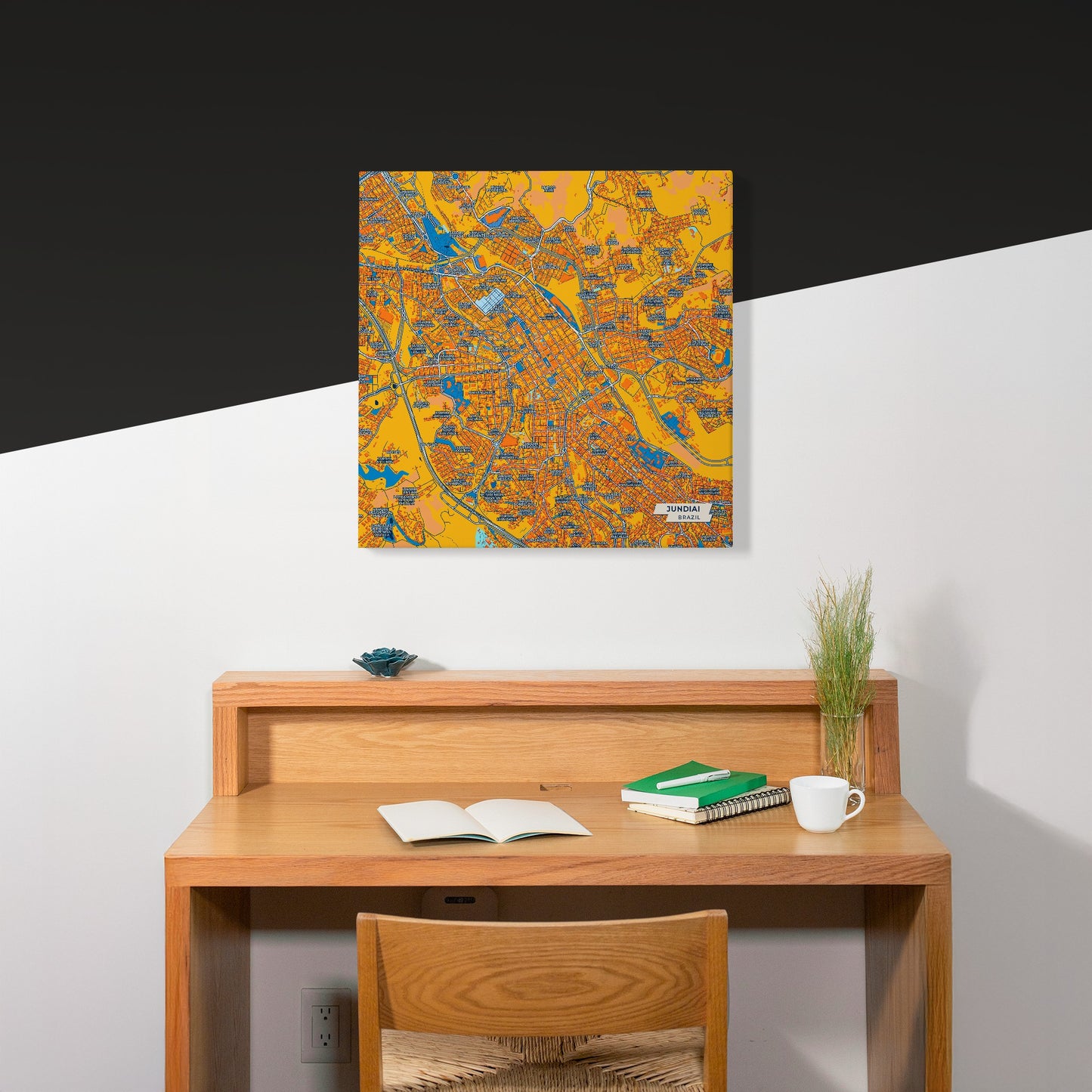 Jundiai Brazil Colorful City Map Canvas Print Scene