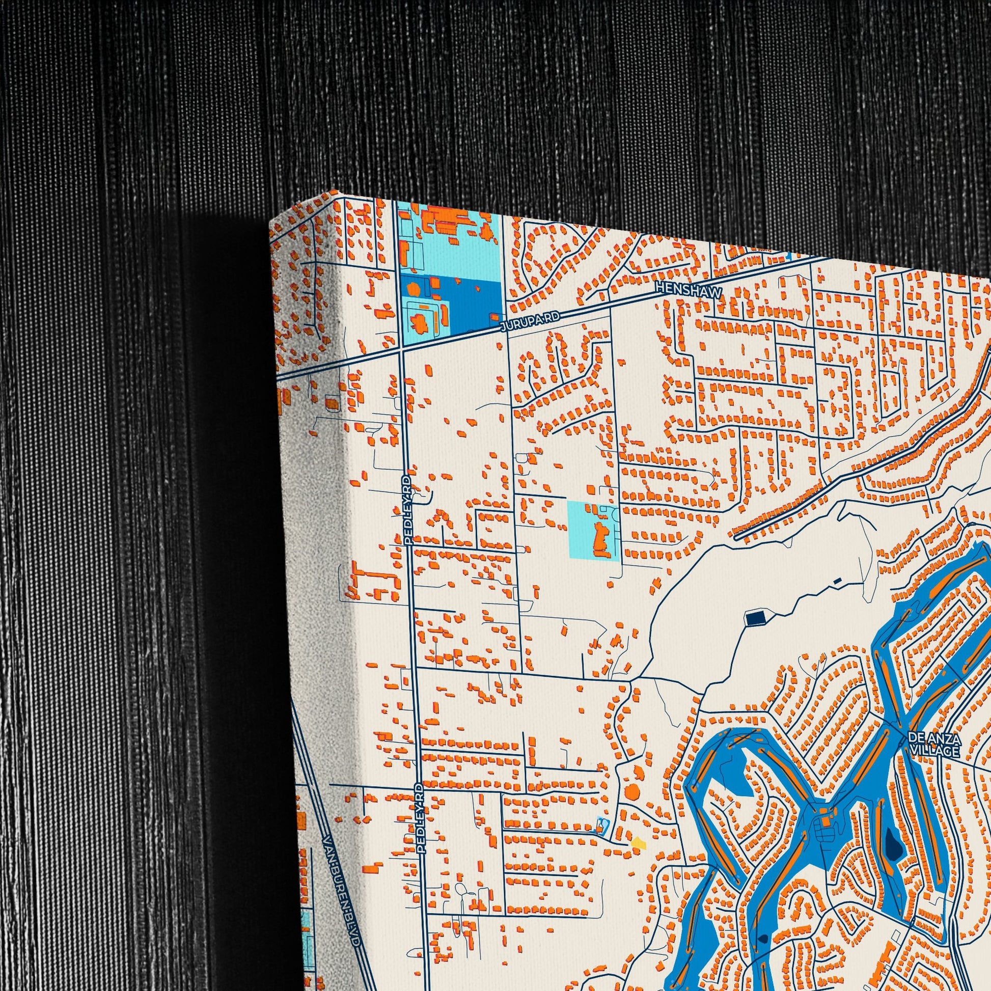 Jurupa Valley California Colorful City Map Canvas Print Detail