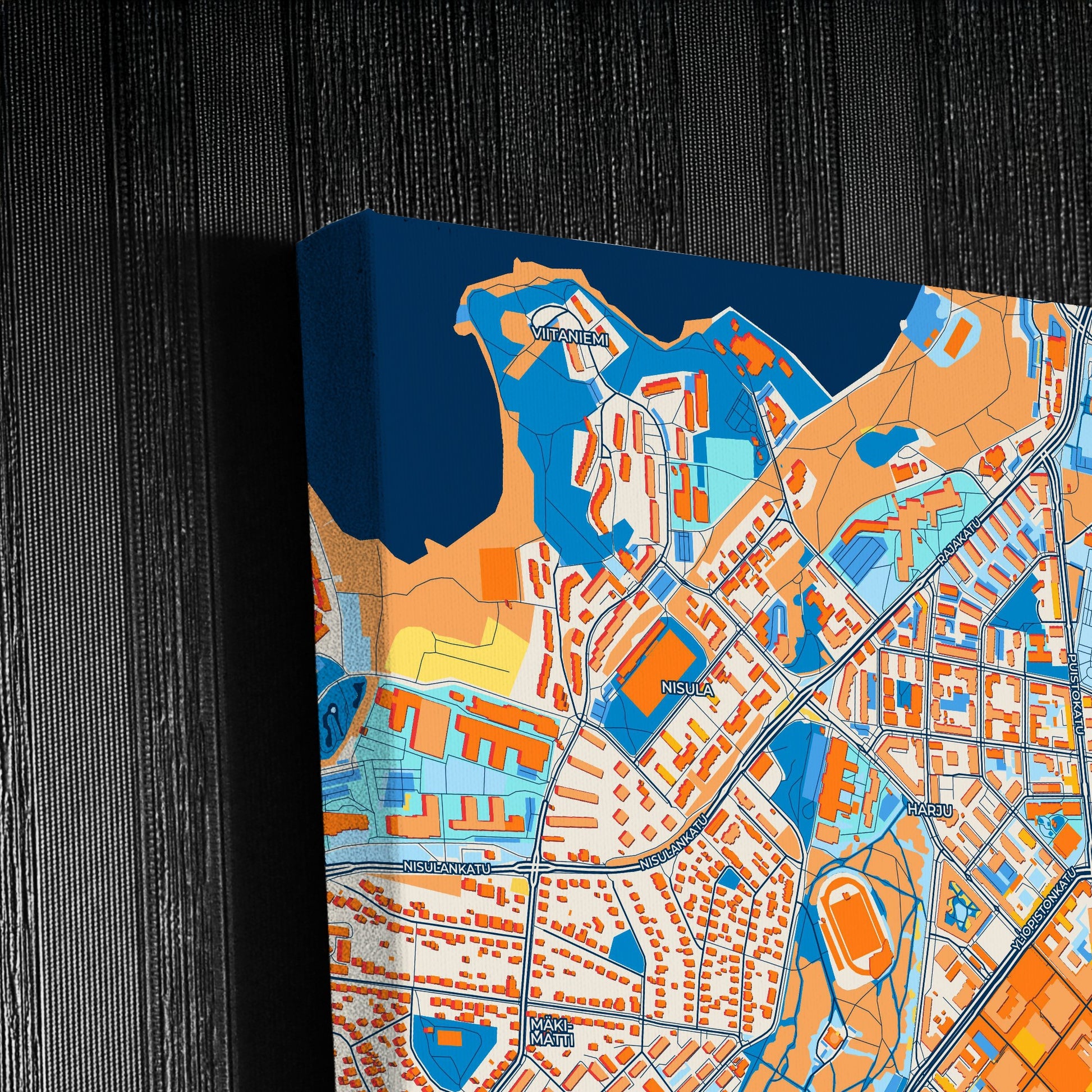 Jyväskylä Finland Colorful City Map Canvas Print Detail