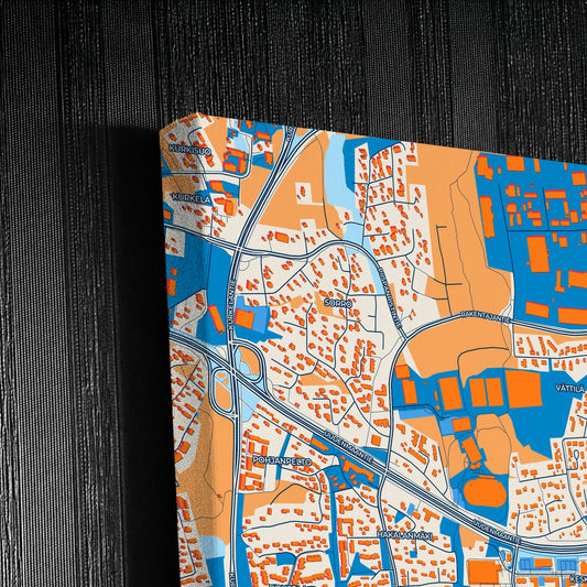 Kaarina Finland Colorful City Map Canvas Print Detail
