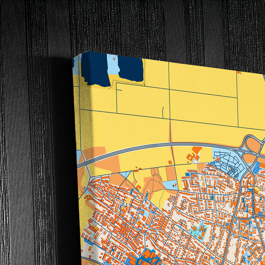 Kaarst Germany Colorful City Map Canvas Print Detail