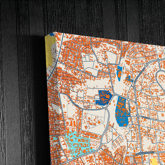 Kaduna Nigeria Colorful City Map Canvas Print Detail