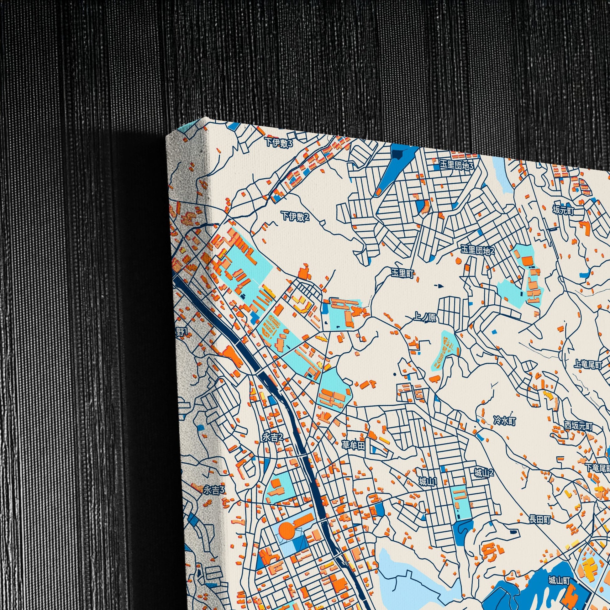 Kagoshima Japan Colorful City Map Canvas Print Detail
