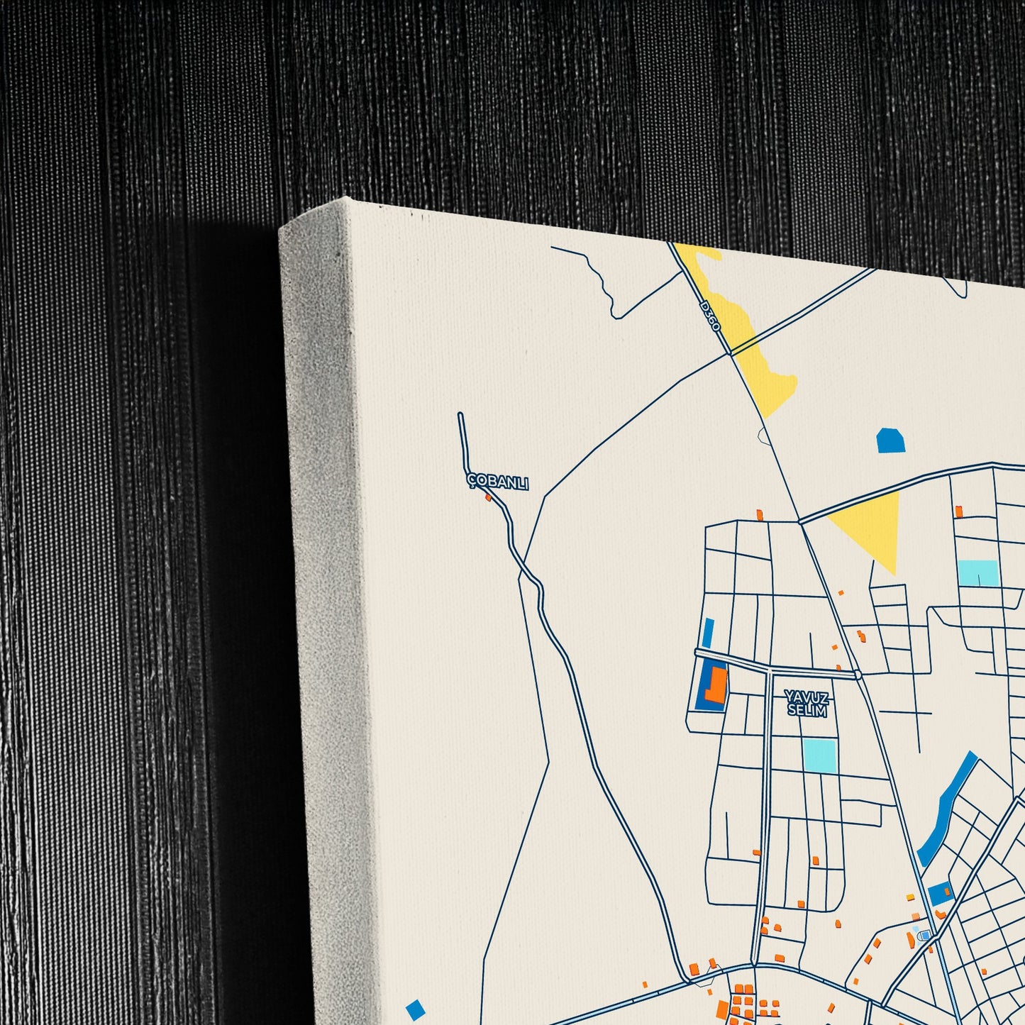 Kahta Turkey Colorful City Map Canvas Print Detail