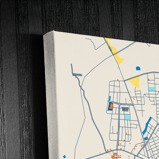 Kahta Turkey Colorful City Map Canvas Print Detail