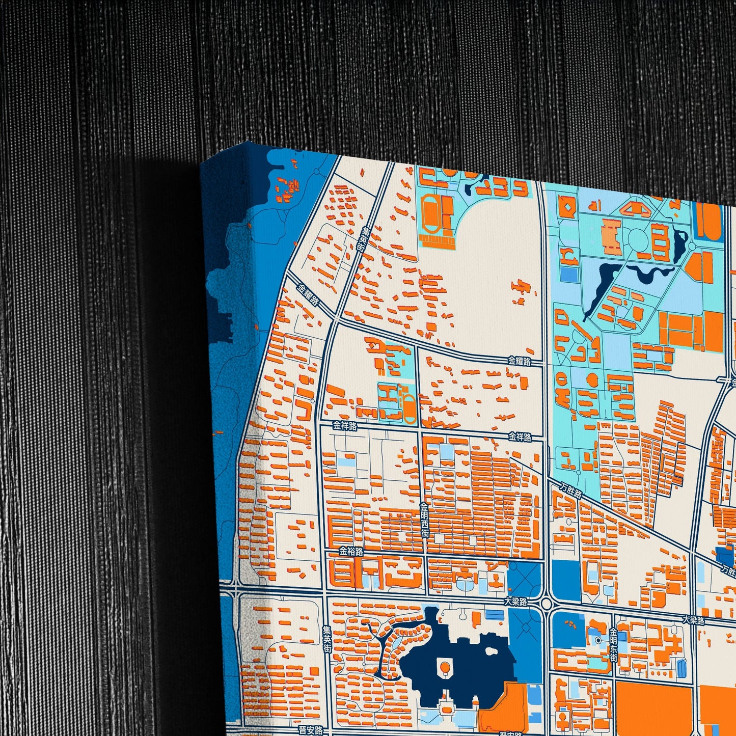 Kaifeng China Colorful City Map Canvas Print Detail