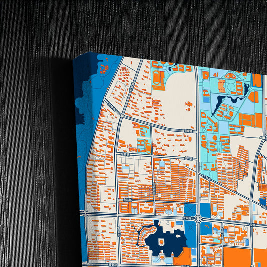 Kaifeng China Colorful City Map Canvas Print Detail