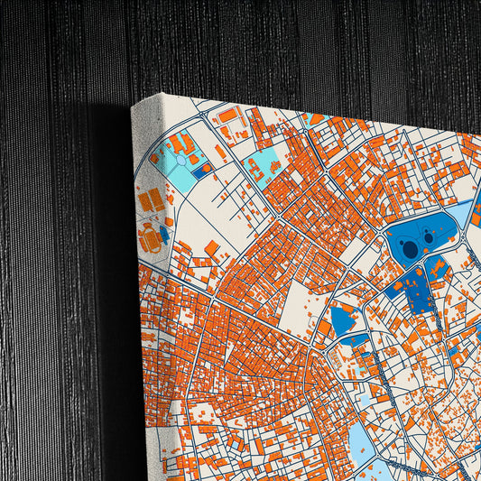 Kairouan Tunisia Colorful City Map Canvas Print Detail