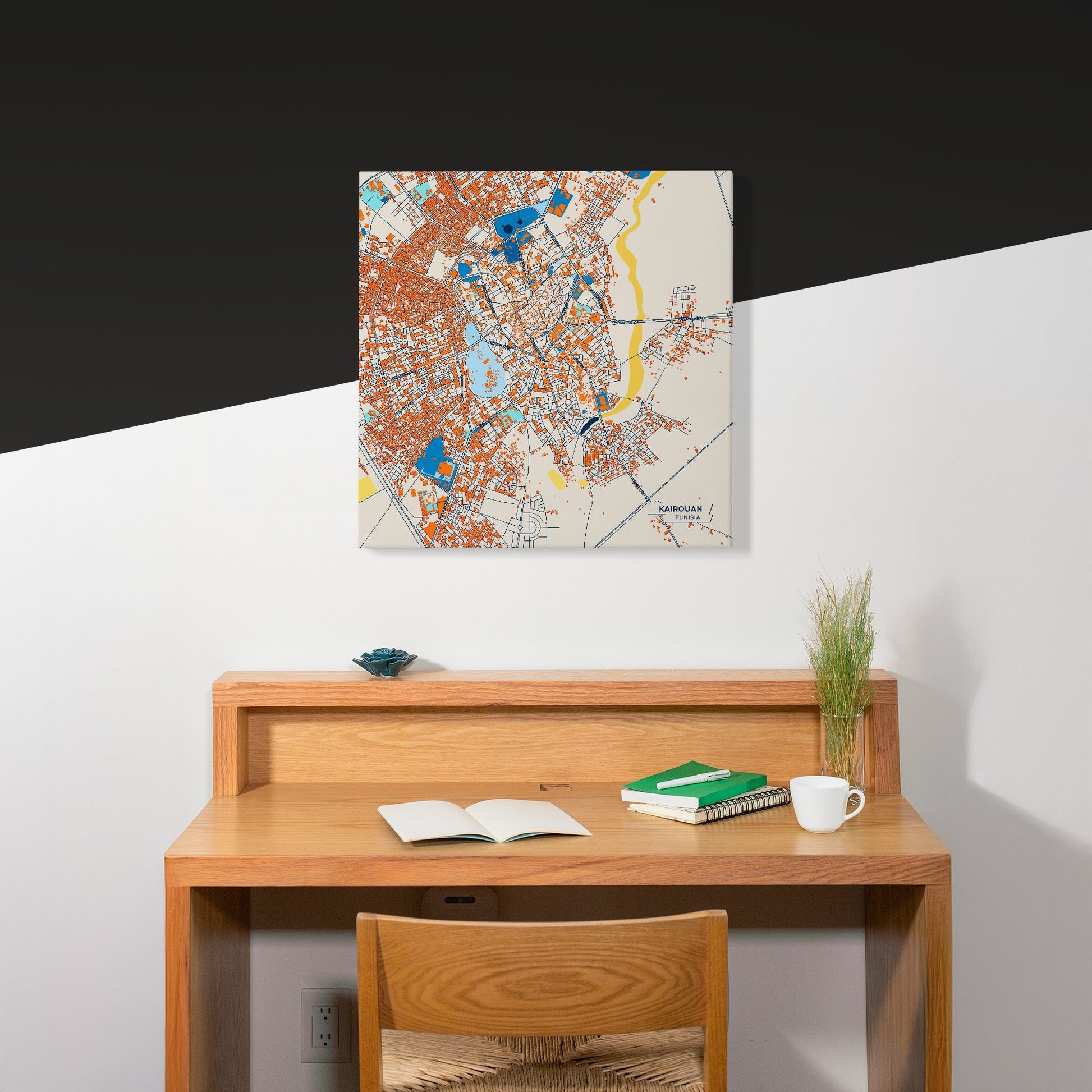 Kairouan Tunisia Colorful City Map Canvas Print Scene