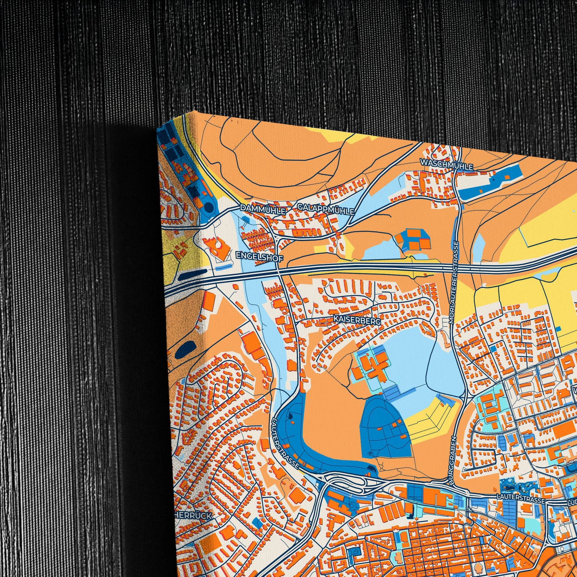 Kaiserslautern Germany Colorful City Map Canvas Print Detail