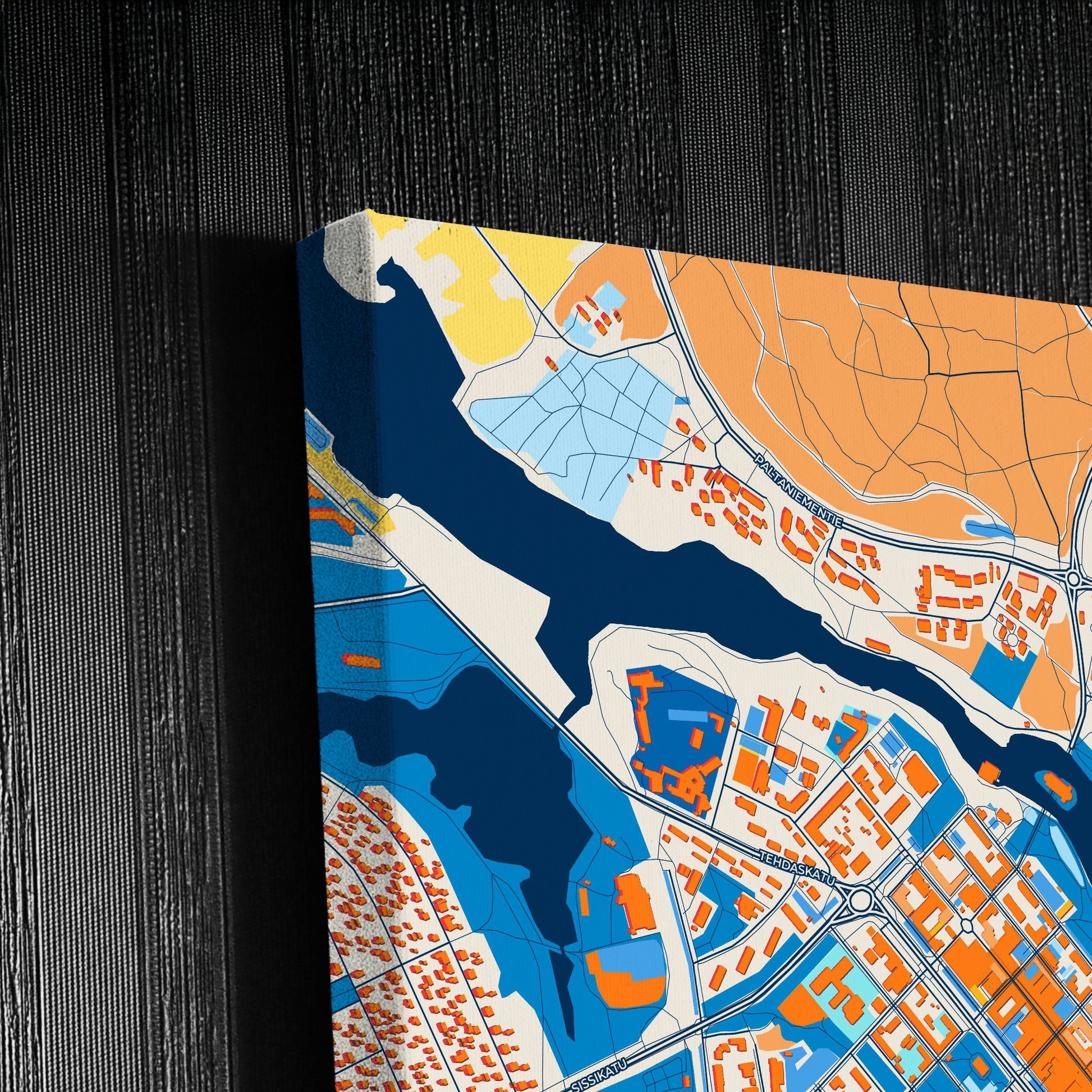 Kajaani Finland Colorful City Map Canvas Print Detail