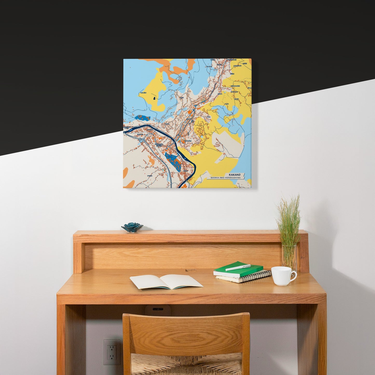 Kakanj Bosnia And Herzegovina Colorful City Map Canvas Print Scene