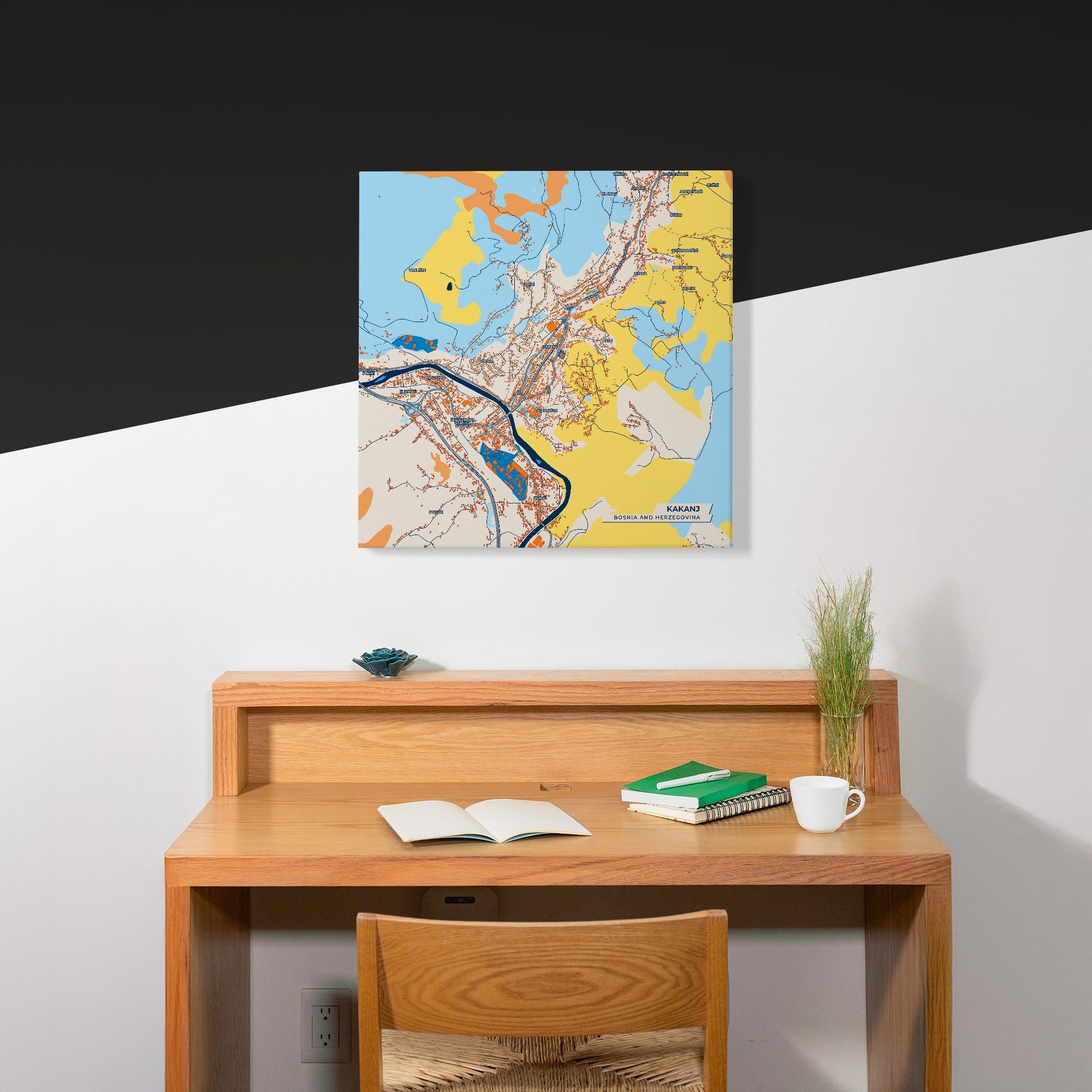 Kakanj Bosnia And Herzegovina Colorful City Map Canvas Print Scene