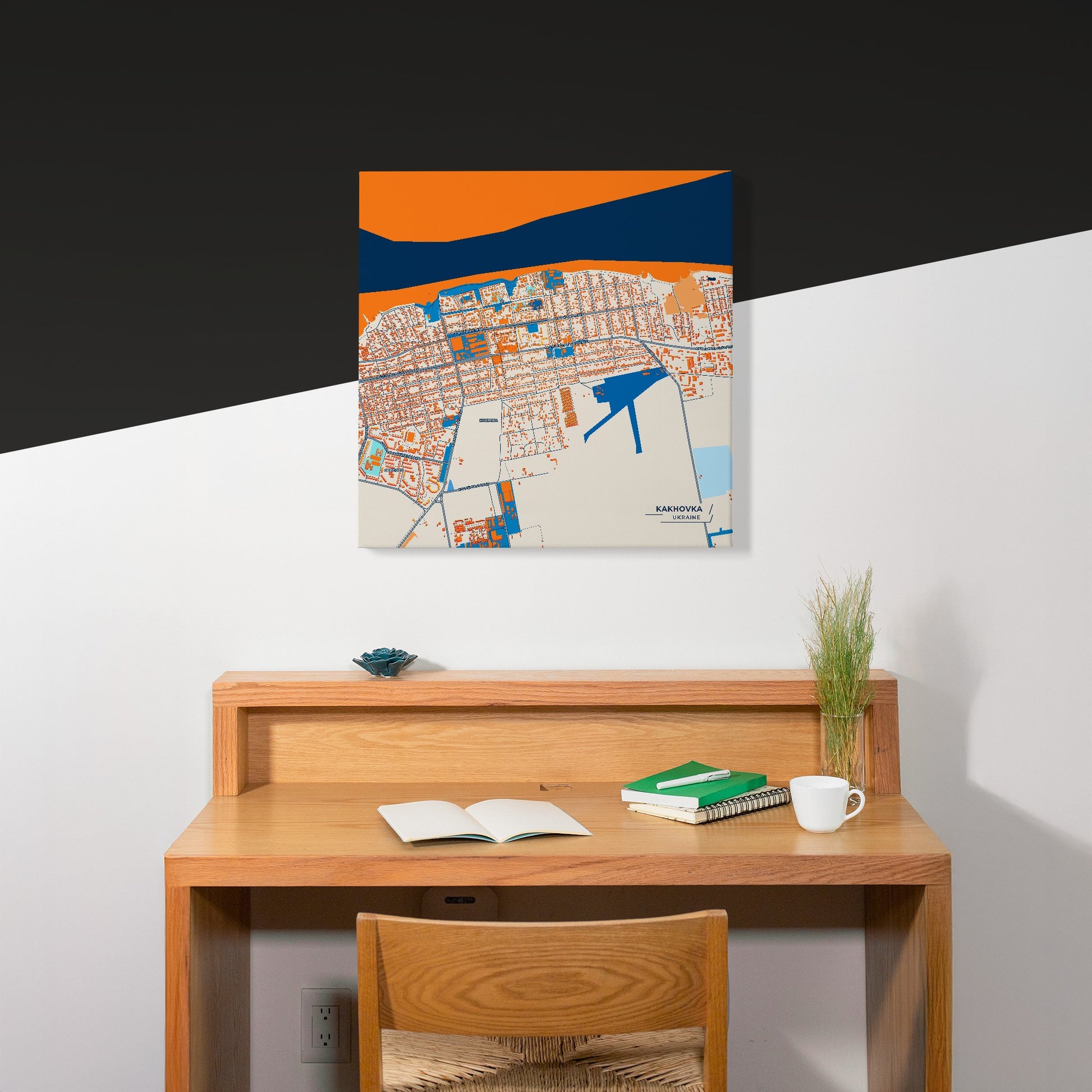 Каховка Ukraine Colorful City Map Canvas Print Scene