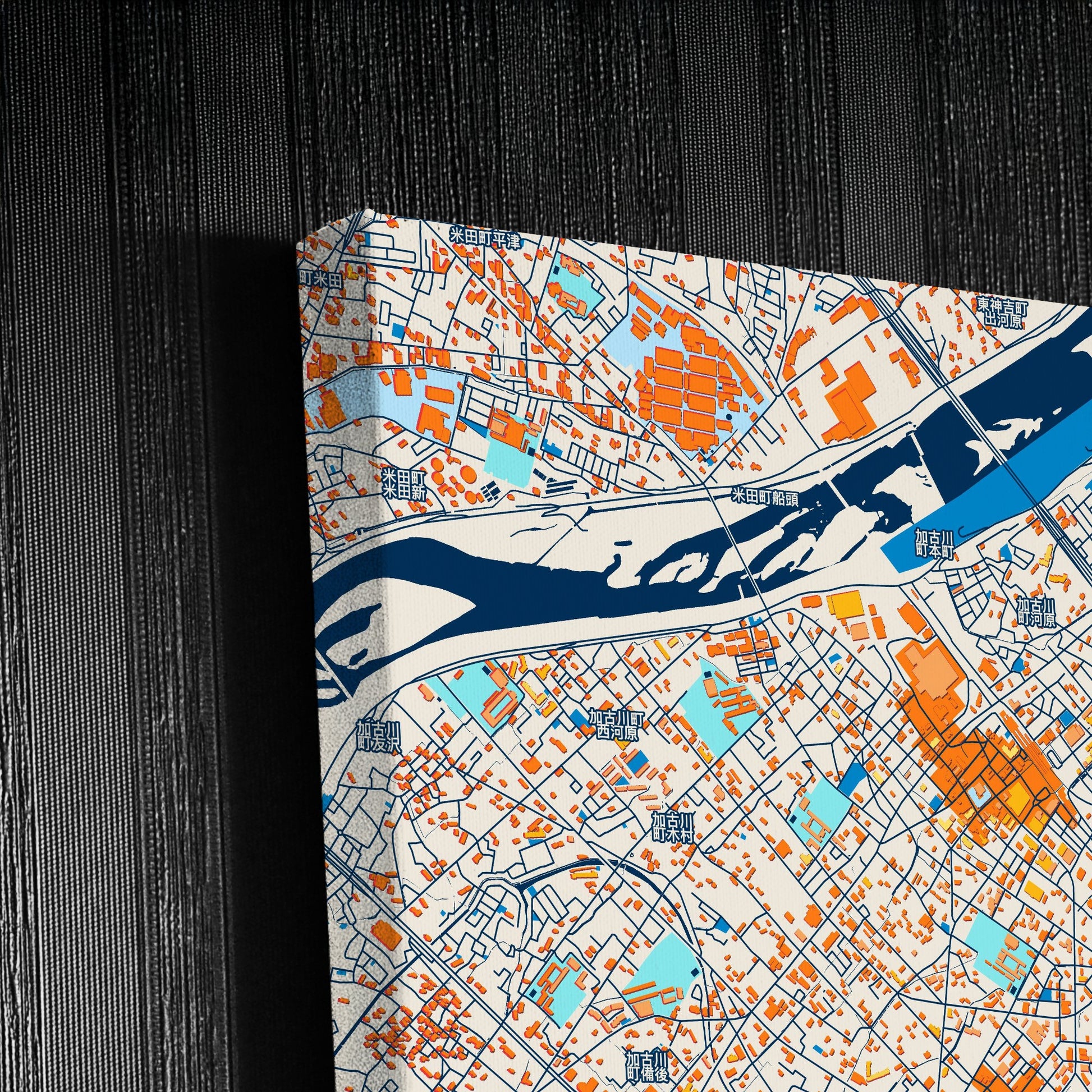 Kakogawa Japan Colorful City Map Canvas Print Detail