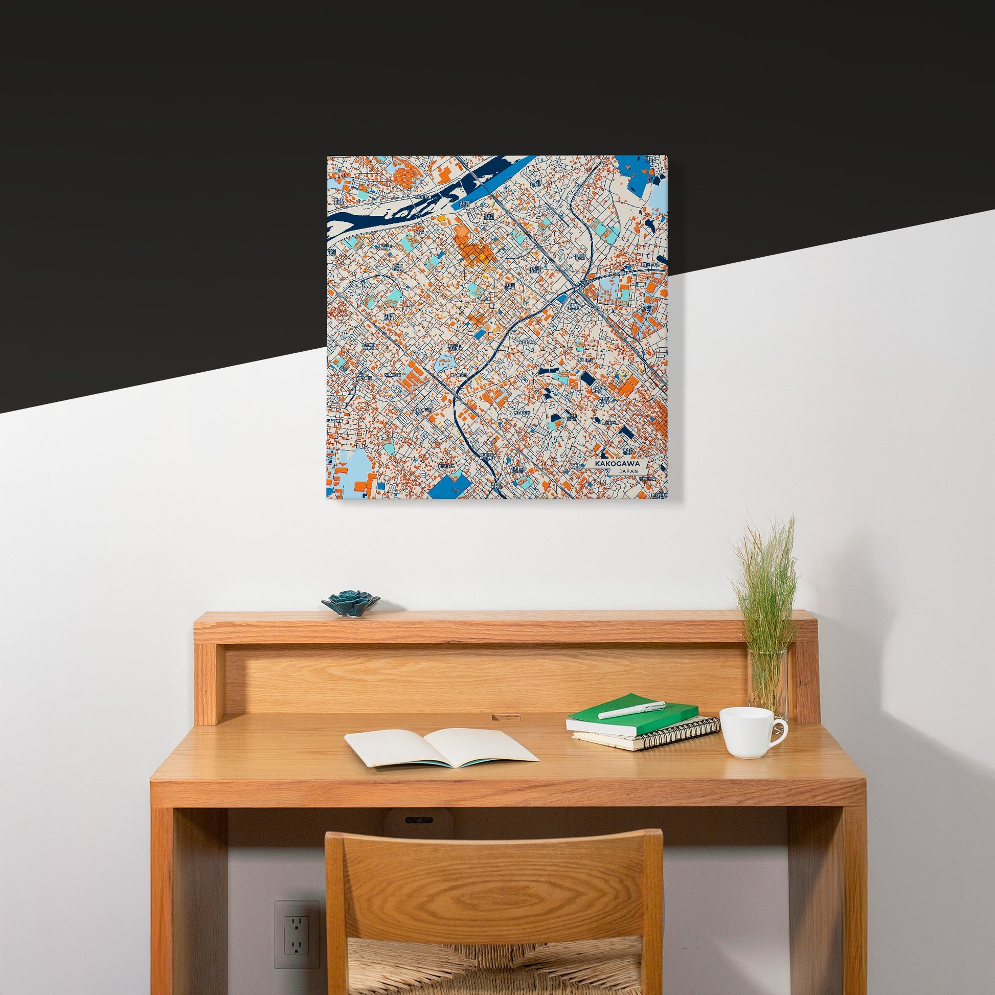 Kakogawa Japan Colorful City Map Canvas Print Scene