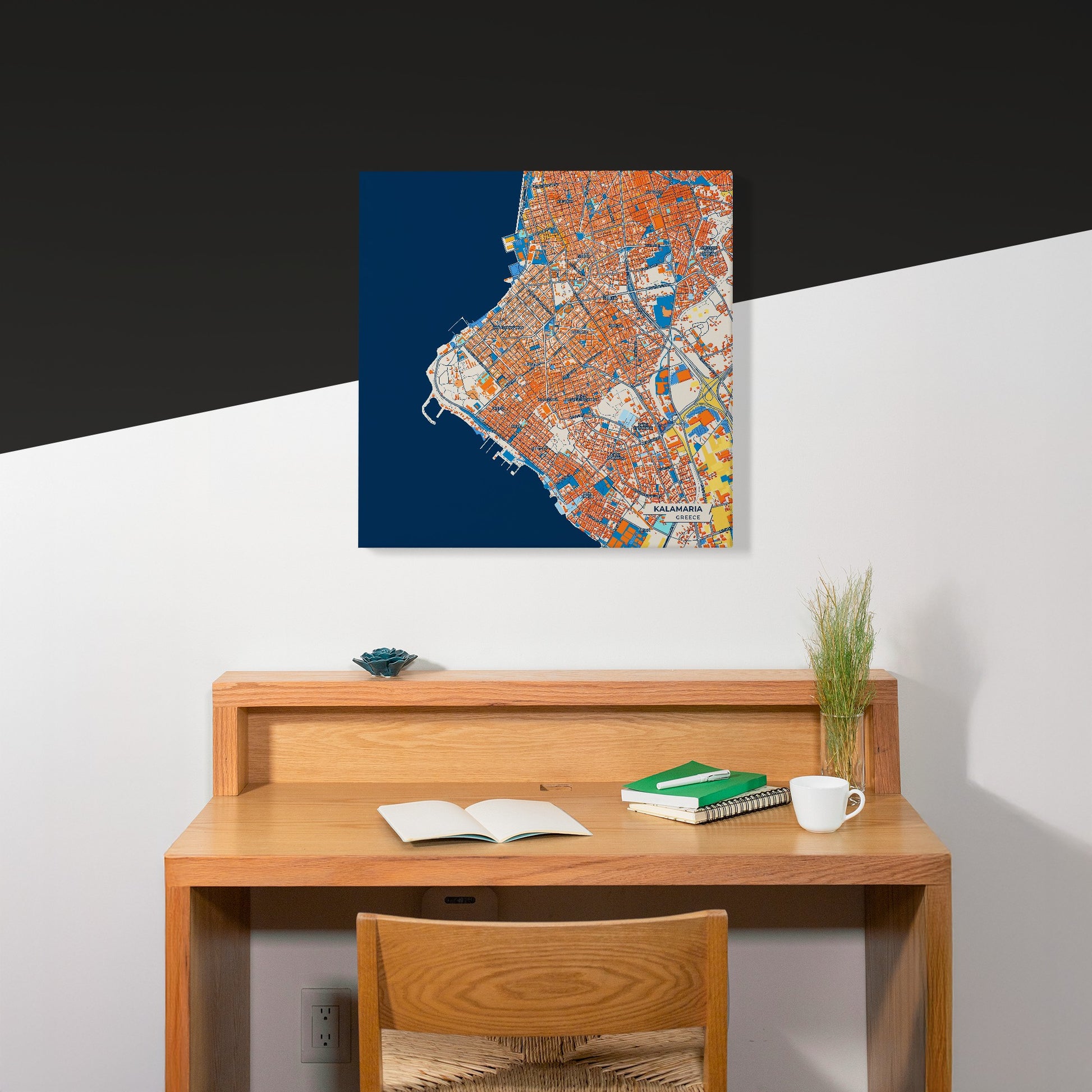 Καλαμαρια Greece Colorful City Map Canvas Print Scene