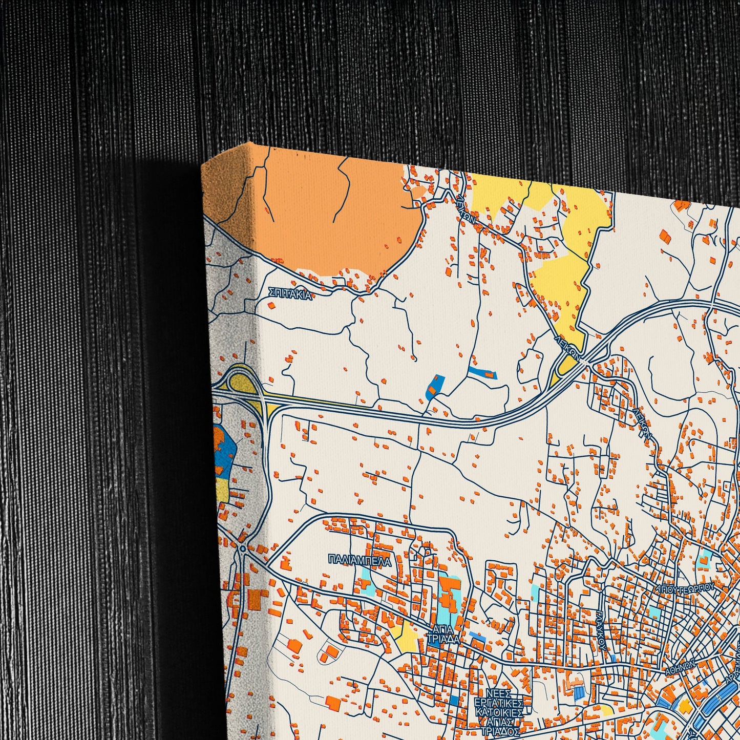 Καλαματα Greece Colorful City Map Canvas Print Detail