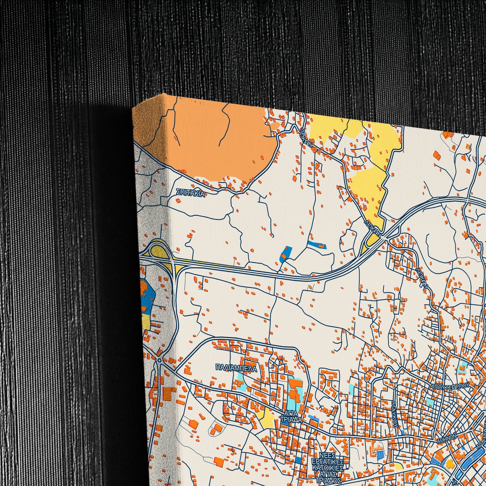Καλαματα Greece Colorful City Map Canvas Print Detail