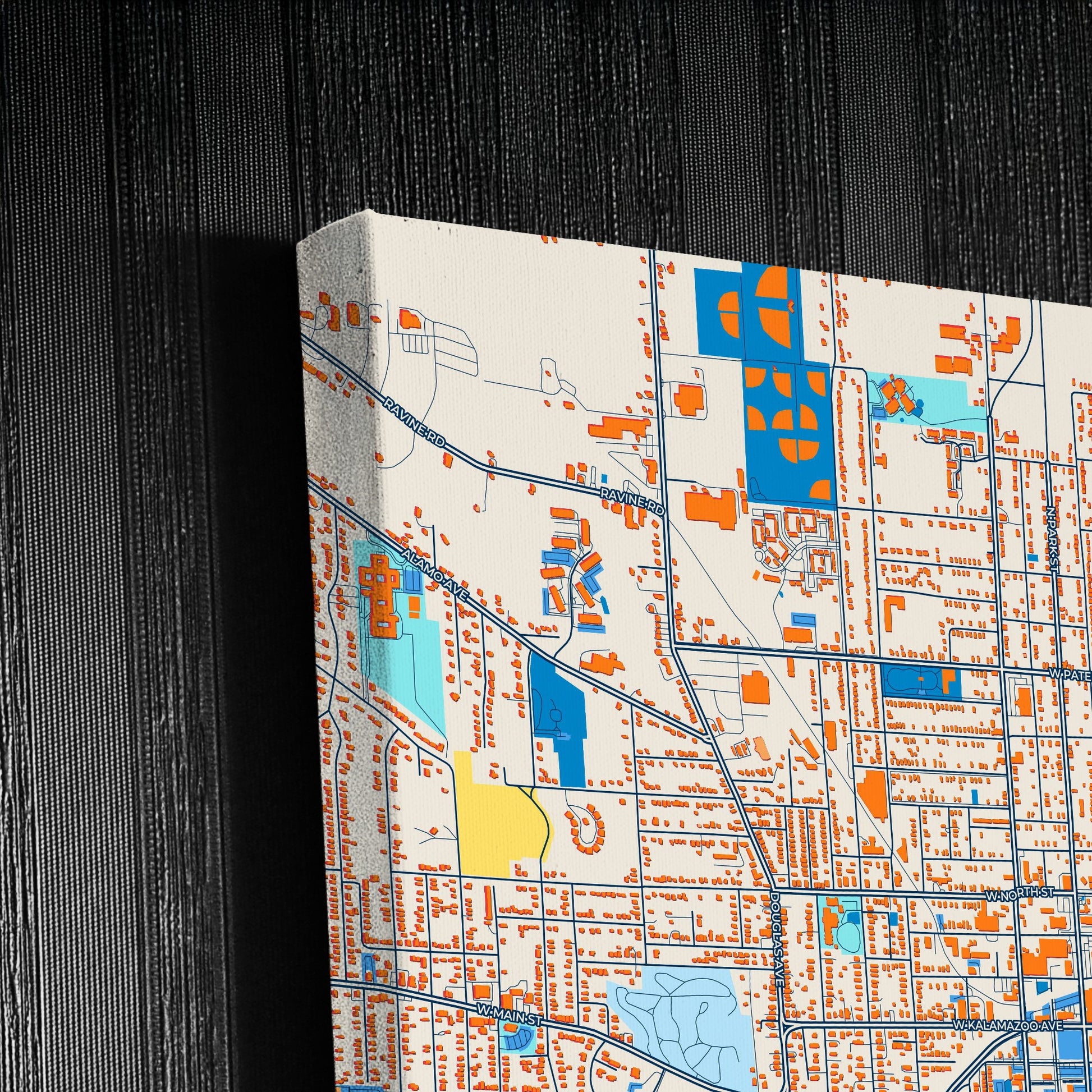 Kalamazoo Michigan Colorful City Map Canvas Print Detail