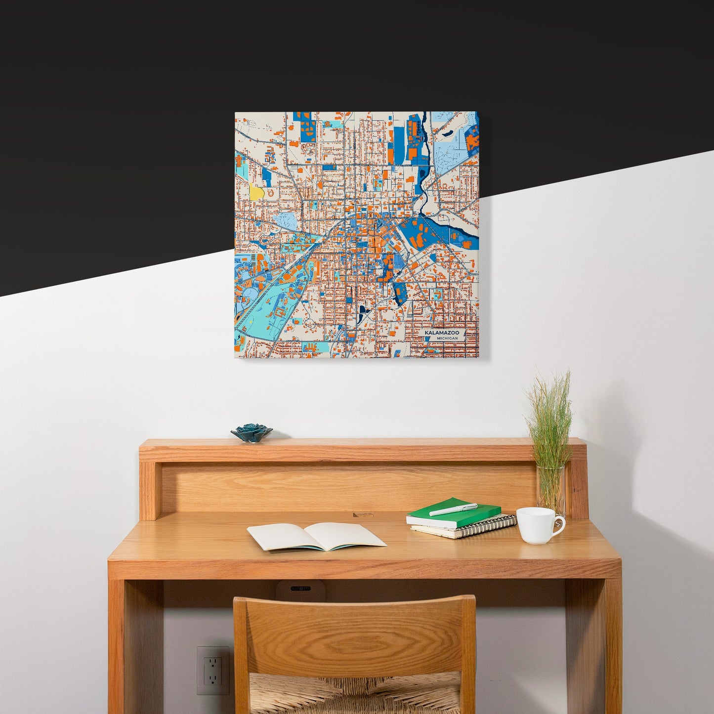 Kalamazoo Michigan Colorful City Map Canvas Print Scene