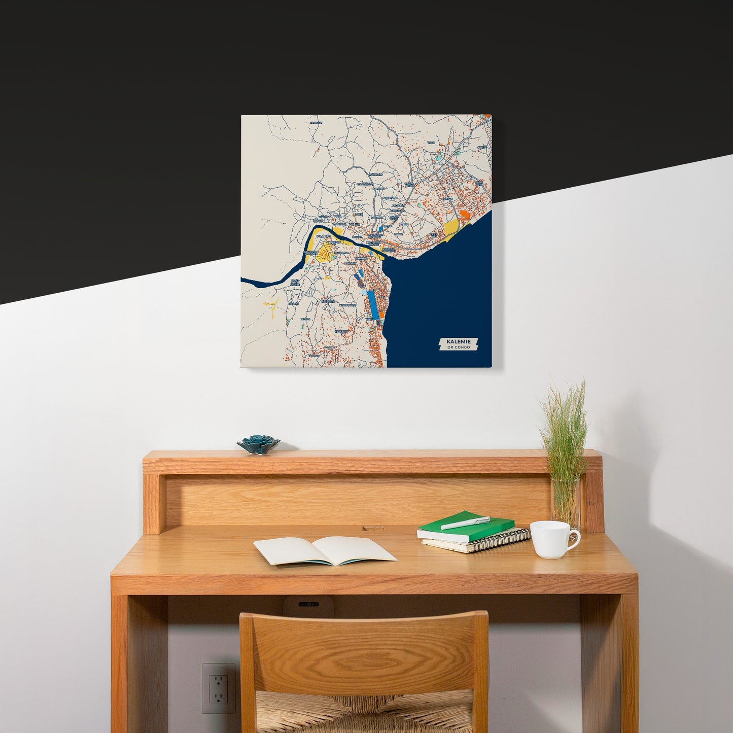 Kalemie Dr Congo Colorful City Map Canvas Print Scene