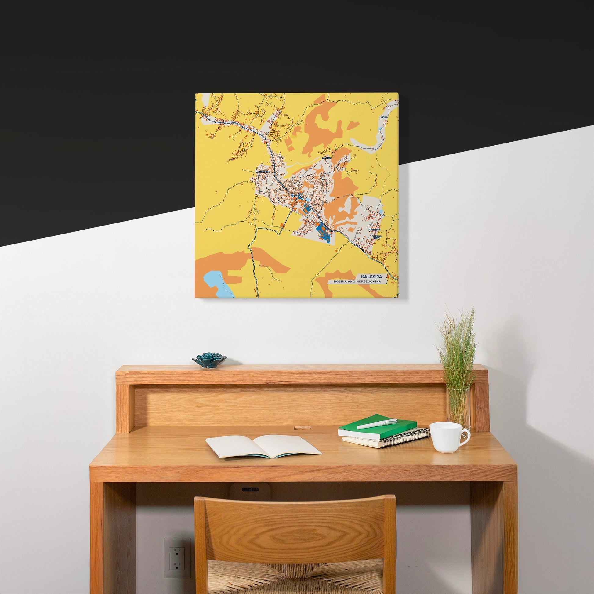 Kalesija Bosnia And Herzegovina Colorful City Map Canvas Print Scene