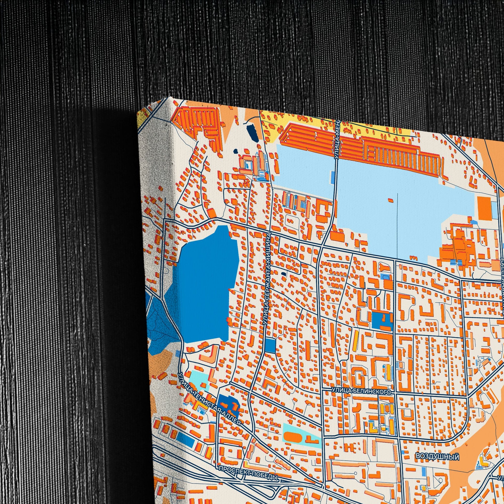 Калининград Russia Colorful City Map Canvas Print Detail