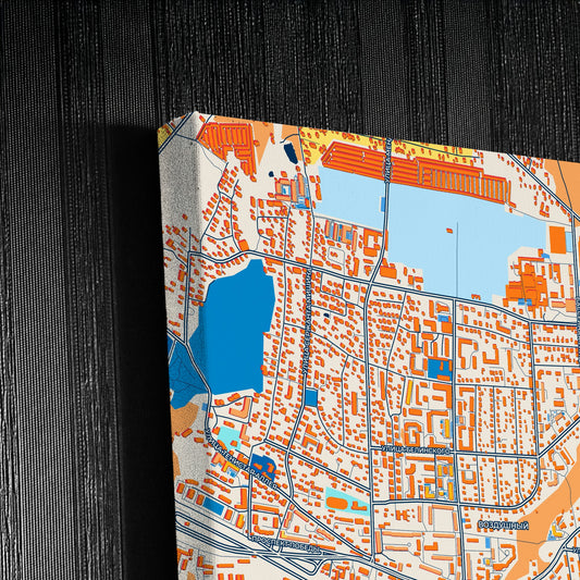Калининград Russia Colorful City Map Canvas Print Detail