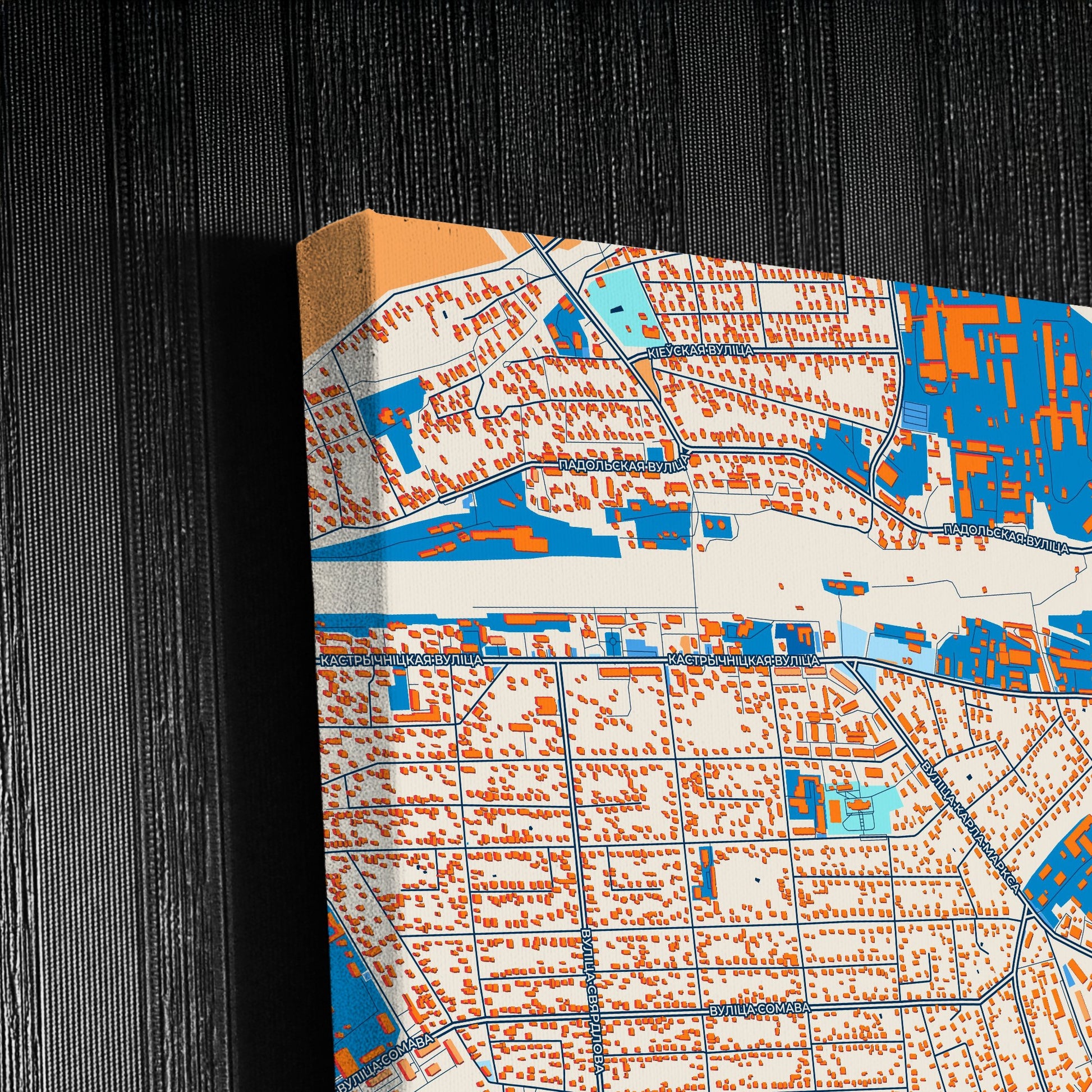 Калінкавічы Belarus Colorful City Map Canvas Print Detail