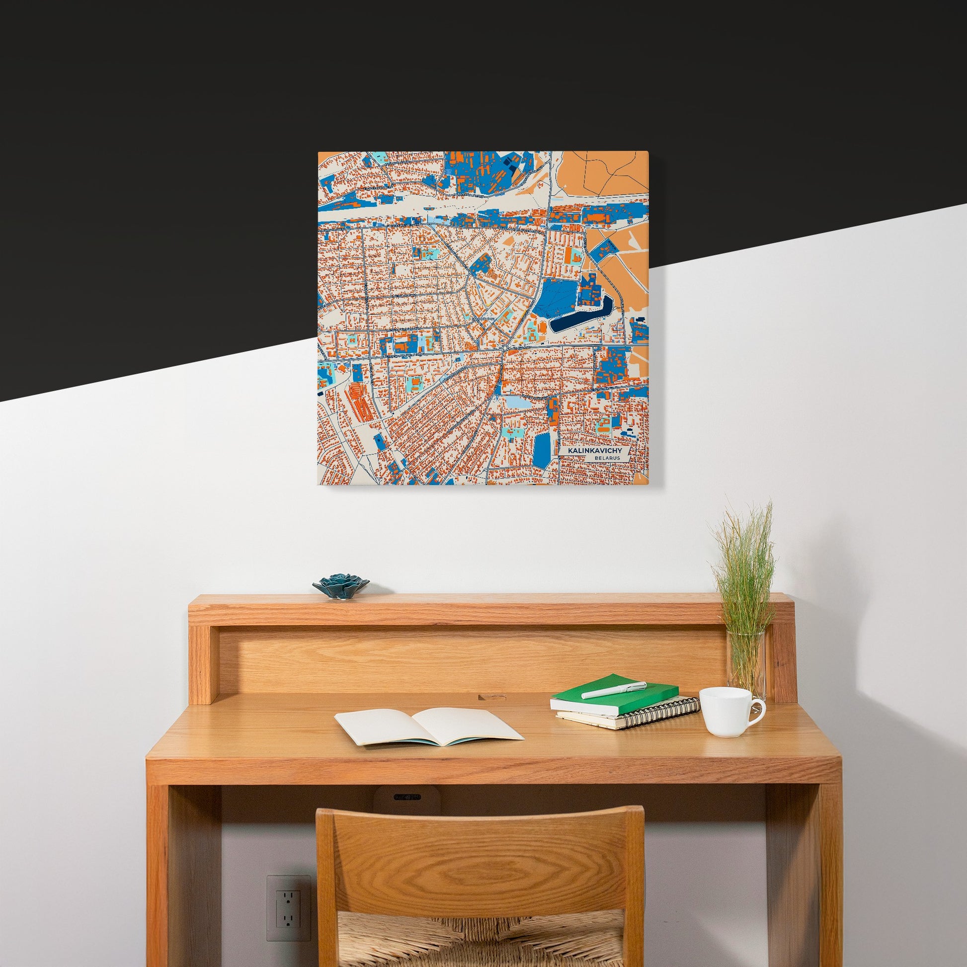 Калінкавічы Belarus Colorful City Map Canvas Print Scene