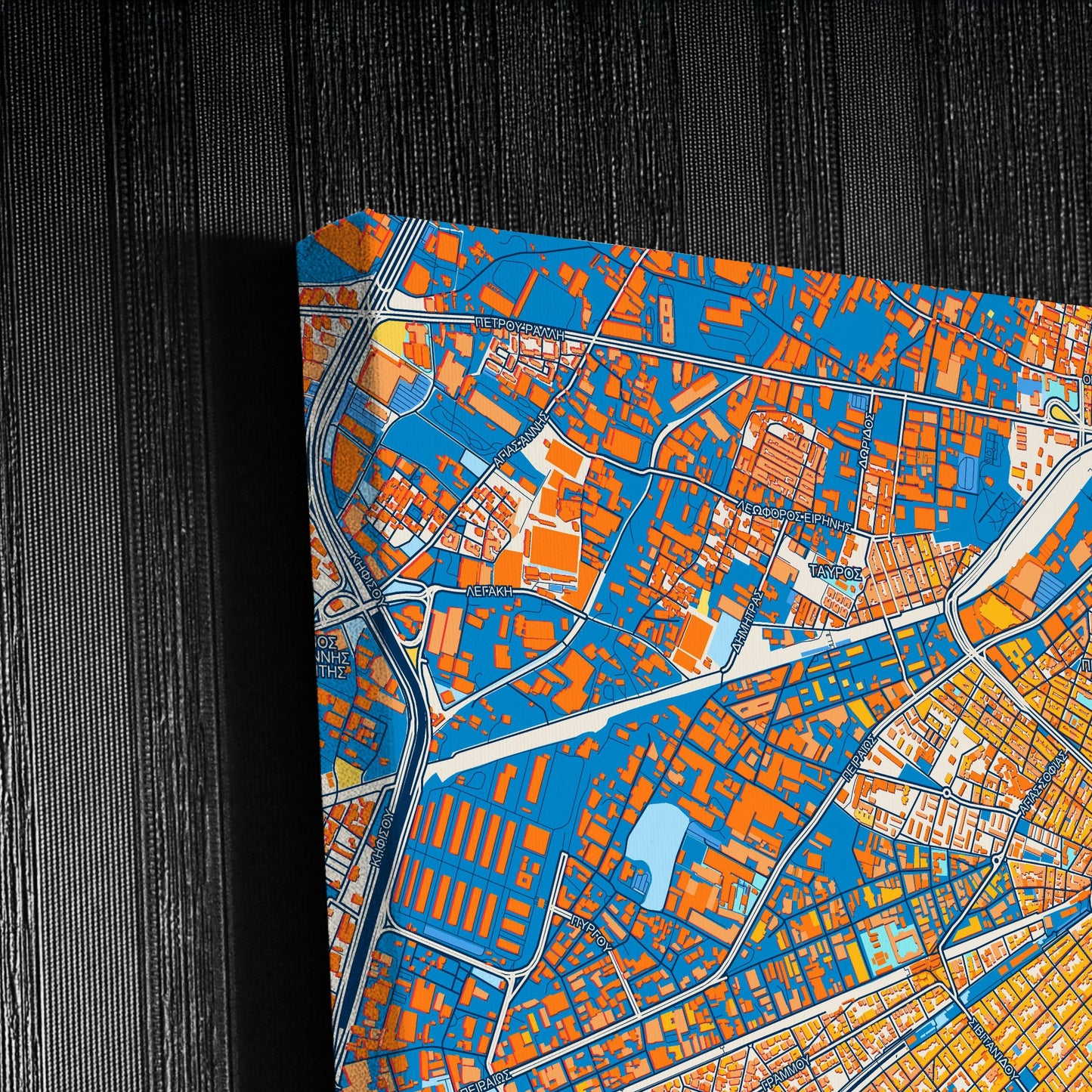 Καλλιθεα Greece Colorful City Map Canvas Print Detail