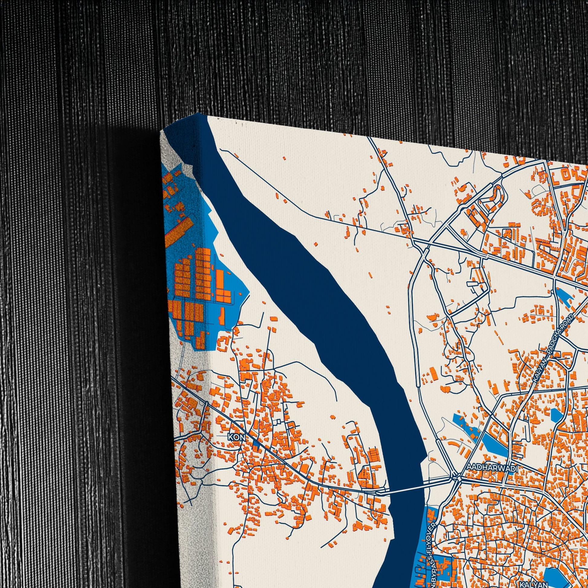 Kalyan-Dombivli India Colorful City Map Canvas Print Detail