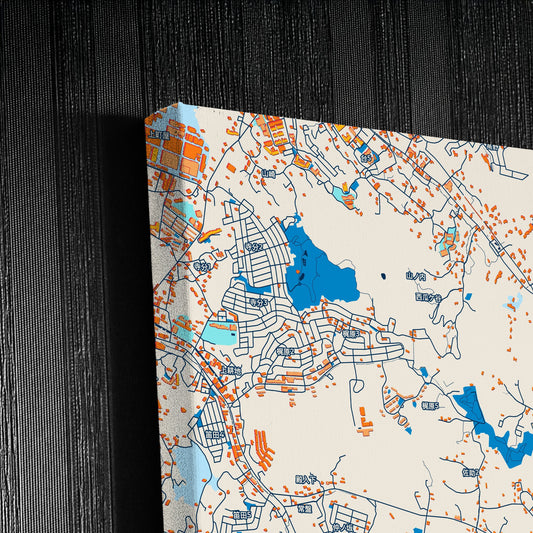 Kamakura Japan Colorful City Map Canvas Print Detail