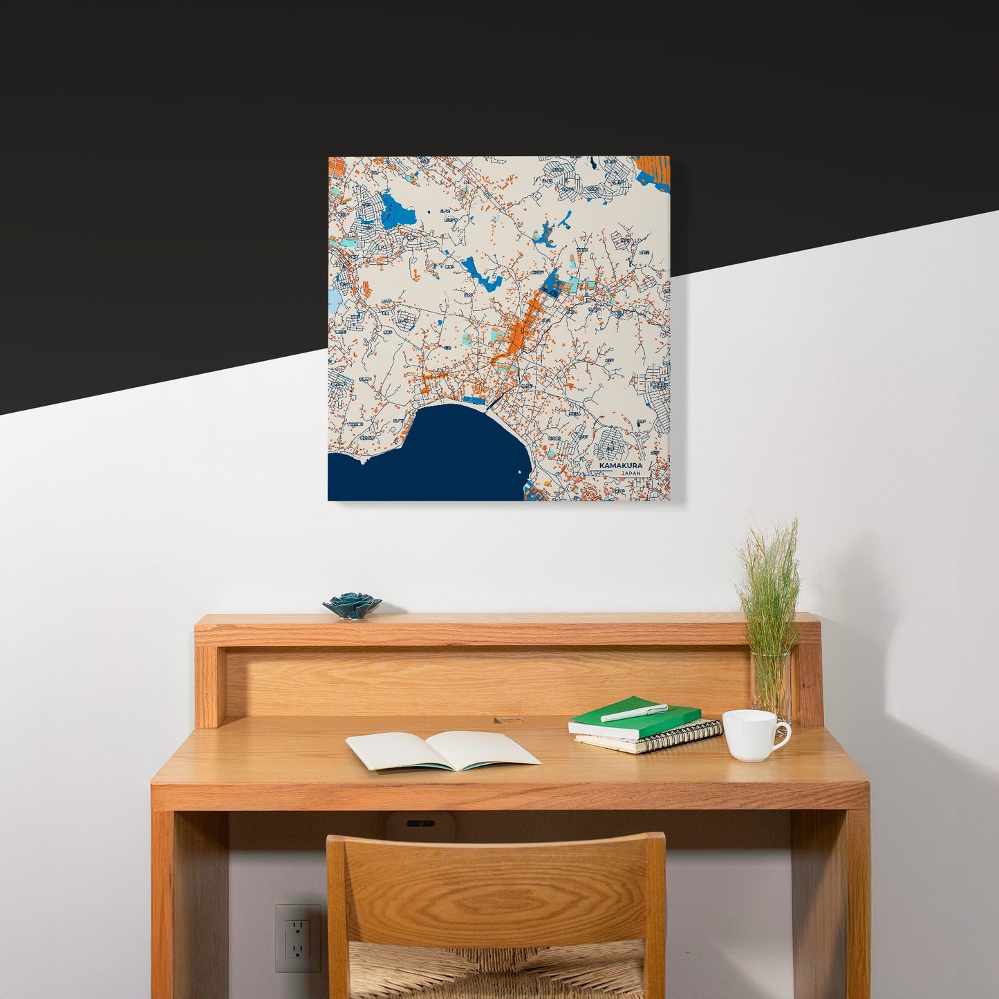 Kamakura Japan Colorful City Map Canvas Print Scene